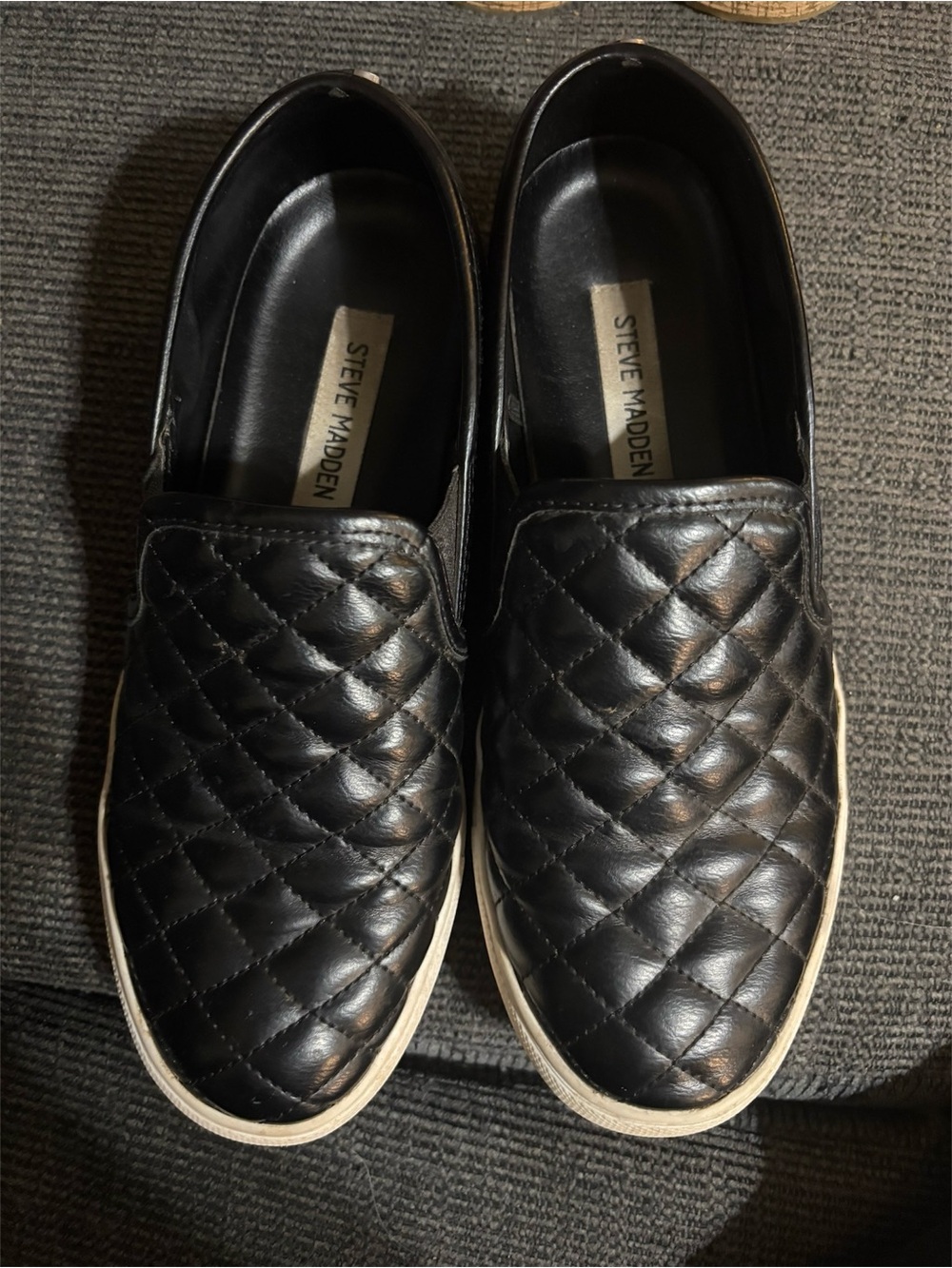Steve Madden Quilted Black Slip-On Loafers